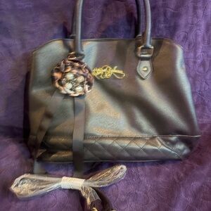 Betsey Johnson Black Shoulder Bag with Floral Detail